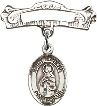 Sterling Silver Badge Pin St. Matilda Baby Badge - Engravable