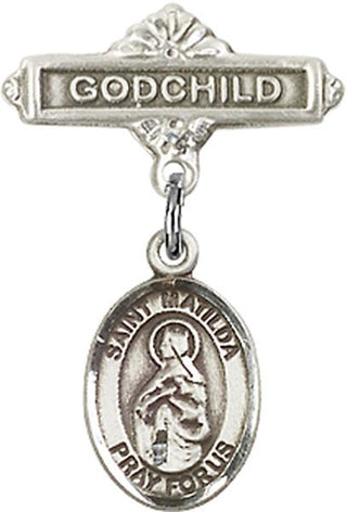 Sterling Silver Godchild St. Matilda Baby Badge - Engravable