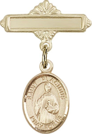 14kt Gold Filled Polished Badge Pin St. Placidus Baby Badge - Engravable