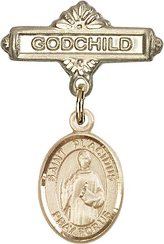 14kt Gold Godchild St. Placidus Baby Badge - Engravable