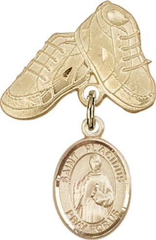 14kt Gold Baby Boots St. Placidus Baby Badge - Engravable