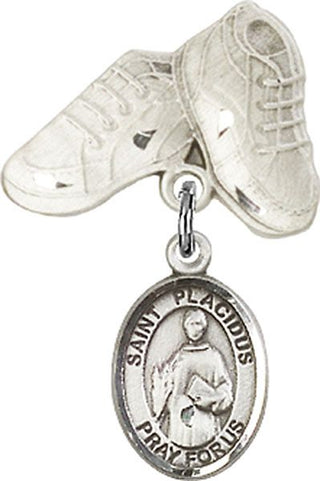 Sterling Silver Baby Boots St. Placidus Baby Badge - Engravable