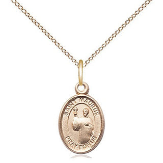 14kt Gold Filled Saint Maurus Medal Religious and Catholic Jewelry Engraved Catholic Saint Jewelry