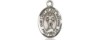 Pewter Our Lady of All Nations Medal Engraved Catholic Saint Jewelry