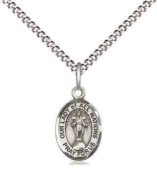 Pewter Our Lady of All Nations Medal Religious and Catholic Jewelry Engraved Catholic Saint Jewelry