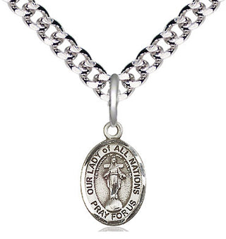 Pewter Our Lady of All Nations Medal Religious and Catholic Jewelry Engraved Catholic Saint Jewelry