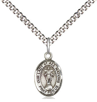 Pewter Our Lady of All Nations Medal Religious and Catholic Jewelry Engraved Catholic Saint Jewelry