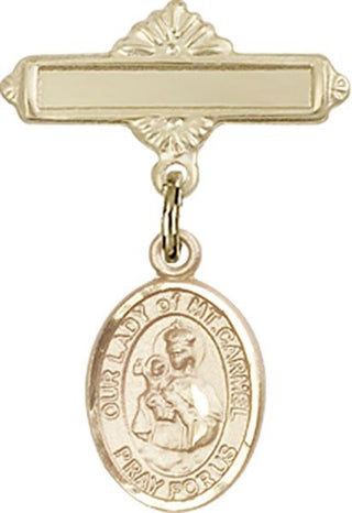 14kt Gold Filled Polished Badge Pin O/L of Mount Carmel Baby Badge
