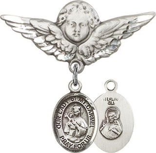 Sterling Silver Large Angel w/Wings O/L of Mount Carmel Baby Badge