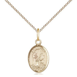 14kt Gold Saint Zita Medal Engraved Catholic Saint Jewelry