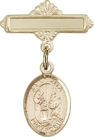 14kt Gold Filled Polished Badge Pin St. Zita Baby Badge - Engravable