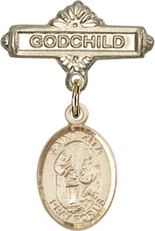 14kt Gold Godchild St. Zita Baby Badge - Engravable