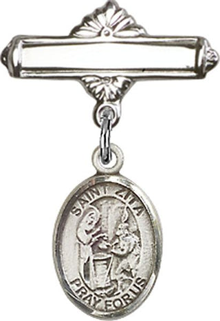 Sterling Silver Polished Badge Pin St. Zita Baby Badge - Engravable