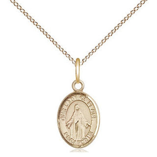 14kt Gold Our Lady of Peace Medal Engraved Catholic Saint Jewelry