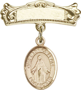 14kt Gold Badge Pin O/L of Peace Baby Badge - Engravable