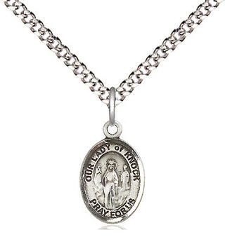 Pewter Our Lady of Knock Medal Religious and Catholic Jewelry Engraved Catholic Saint Jewelry