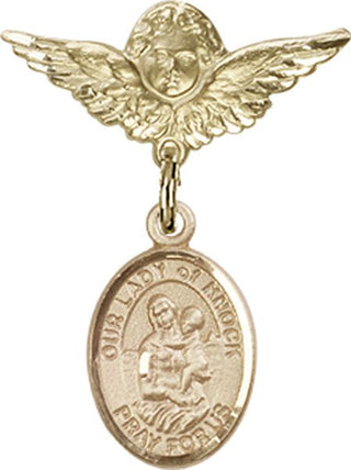 14kt Gold Filled Small Angel w/Wings O/L of Knock Baby Badge - Engravable