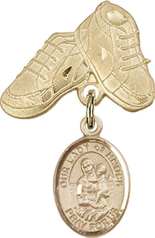 14kt Gold Filled Baby Boots O/L of Knock Baby Badge - Engravable