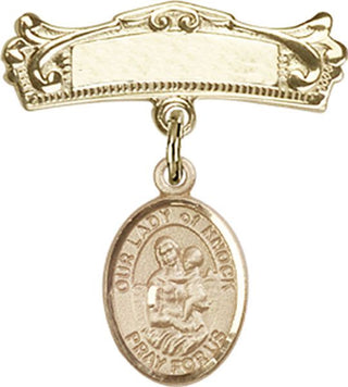 14kt Gold Badge Pin O/L of Knock Baby Badge - Engravable
