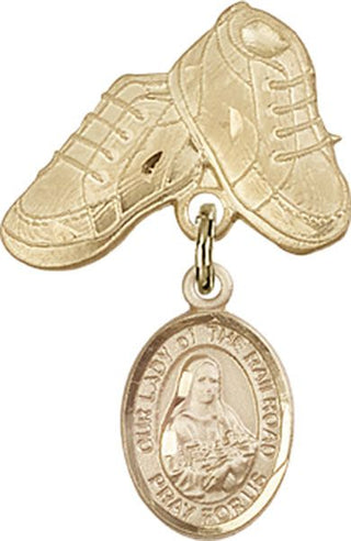 14kt Gold Baby Boots O/L of the Railroad Baby Badge - Engravable
