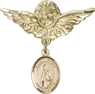 14kt Gold Filled Large Angel w/Wings St. Alice Baby Badge - Engravable