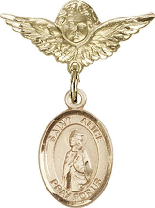 14kt Gold Filled Small Angel w/Wings St. Alice Baby Badge - Engravable