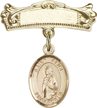 14kt Gold Badge Pin St. Alice Baby Badge - Engravable