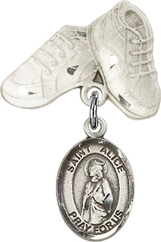 Sterling Silver Baby Boots St. Alice Baby Badge - Engravable