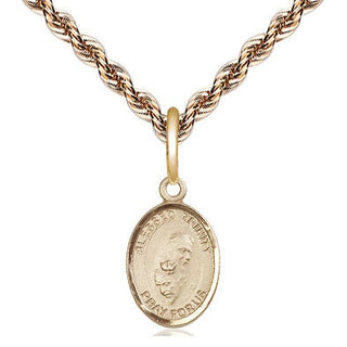 14kt Gold Blessed Trinity Medal Engraved Catholic Saint Jewelry