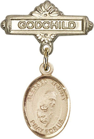 14kt Gold Filled Godchild Blessed Trinity Baby Badge - Engravable