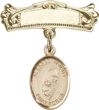 14kt Gold Badge Pin Blessed Trinity Baby Badge - Engravable