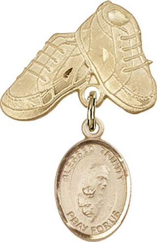 14kt Gold Baby Boots Blessed Trinity Baby Badge - Engravable