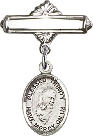 Sterling Silver Polished Badge Pin Blessed Trinity Baby Badge - Engravable