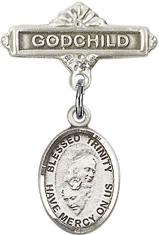 Sterling Silver Godchild Blessed Trinity Baby Badge - Engravable