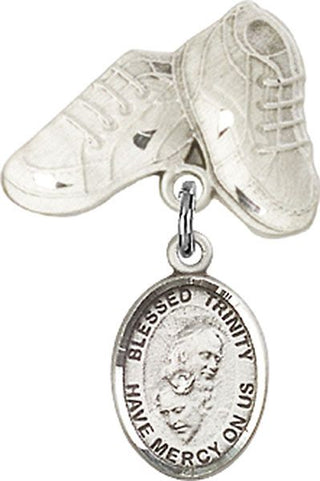 Sterling Silver Baby Boots Blessed Trinity Baby Badge - Engravable