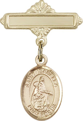 14kt Gold Filled Polished Badge Pin St. Isabella of Portugal Baby Badge - Engravable