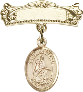 14kt Gold Filled Badge Pin St. Isabella of Portugal Baby Badge - Engravable
