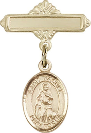 14kt Gold Filled Polished Badge Pin St. Rachel Baby Badge - Engravable