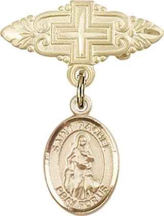 14kt Gold Filled Badge Pin With Cross St. Rachel Baby Badge - Engravable