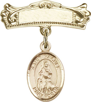 14kt Gold Badge Pin St. Rachel Baby Badge - Engravable