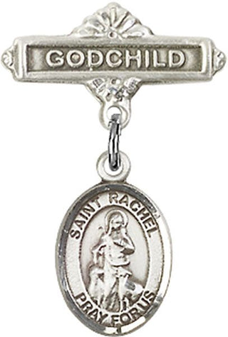 Sterling Silver Godchild St. Rachel Baby Badge - Engravable
