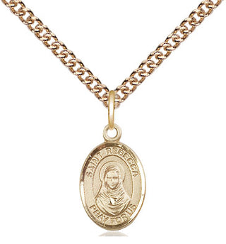 14kt Gold Saint Rebecca Medal Engraved Catholic Saint Jewelry