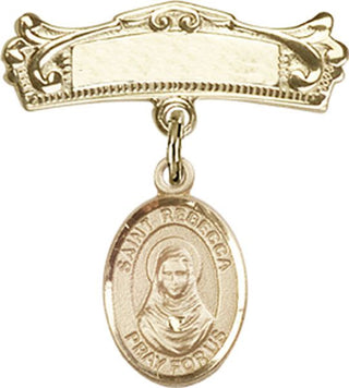 14kt Gold Filled Badge Pin St. Rebecca Baby Badge - Engravable