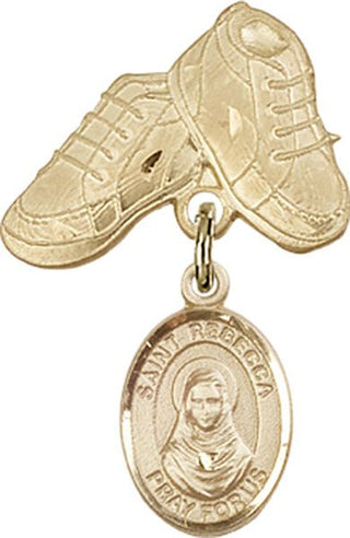 14kt Gold Filled Baby Boots St. Rebecca Baby Badge - Engravable