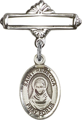 Sterling Silver Polished Badge Pin St. Rebecca Baby Badge - Engravable