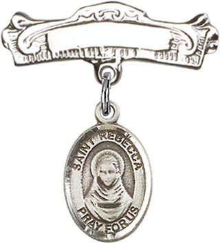 Sterling Silver Badge Pin St. Rebecca Baby Badge - Engravable