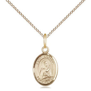 14kt Gold Saint Victoria Medal Engraved Catholic Saint Jewelry
