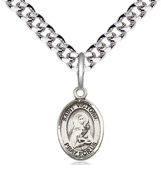 Pewter Saint Victoria Medal Religious and Catholic Jewelry Engraved Catholic Saint Jewelry
