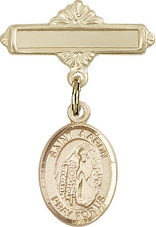 14kt Gold Filled Polished Badge Pin St. Aaron Baby Badge - Engravable