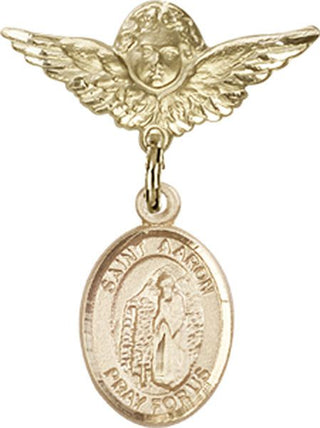 14kt Gold Filled Small Angel w/Wings St. Aaron Baby Badge - Engravable